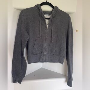 Grey Brandy melville cropped zip up